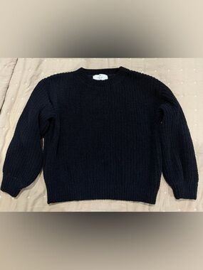 H&M Black Ribbed Crewneck Sweater